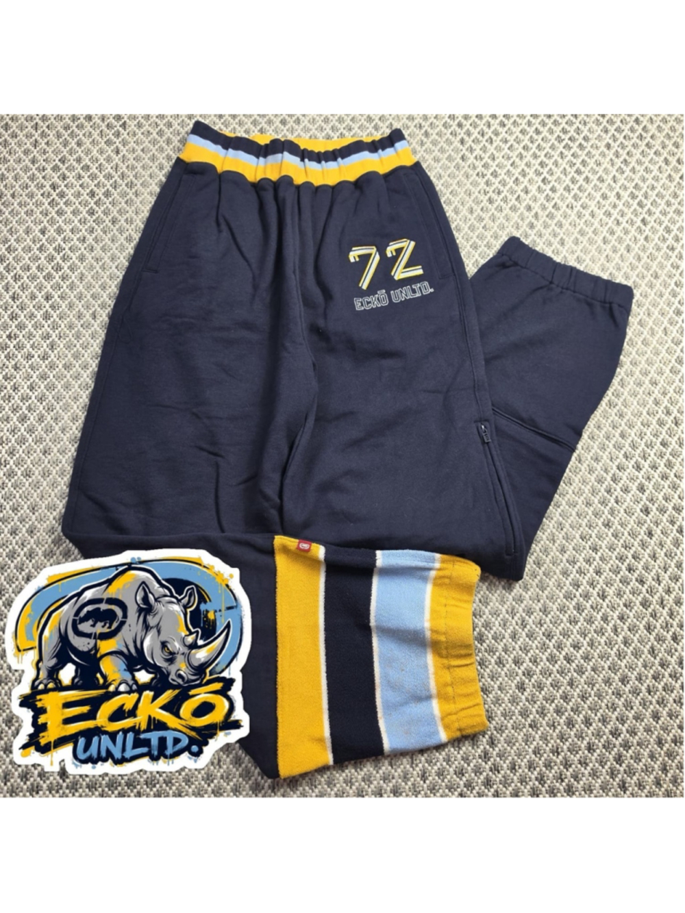 Vintage Y2K Ecko Unltd Knit Sweatpants Mens L 72 Rhino Baggy Hip Hop Streetwear